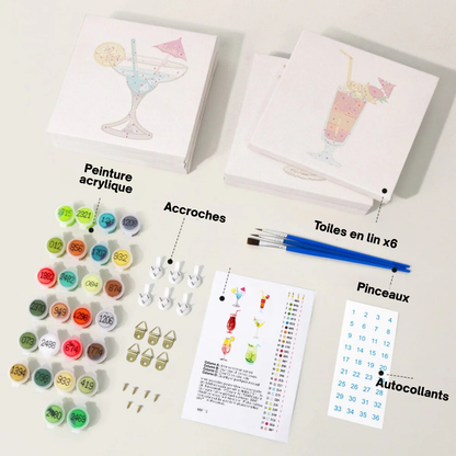 Kit de peinture aux numéros - Cocktail Set