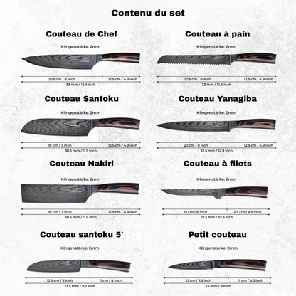 Coffret premium x8 couteaux de chef